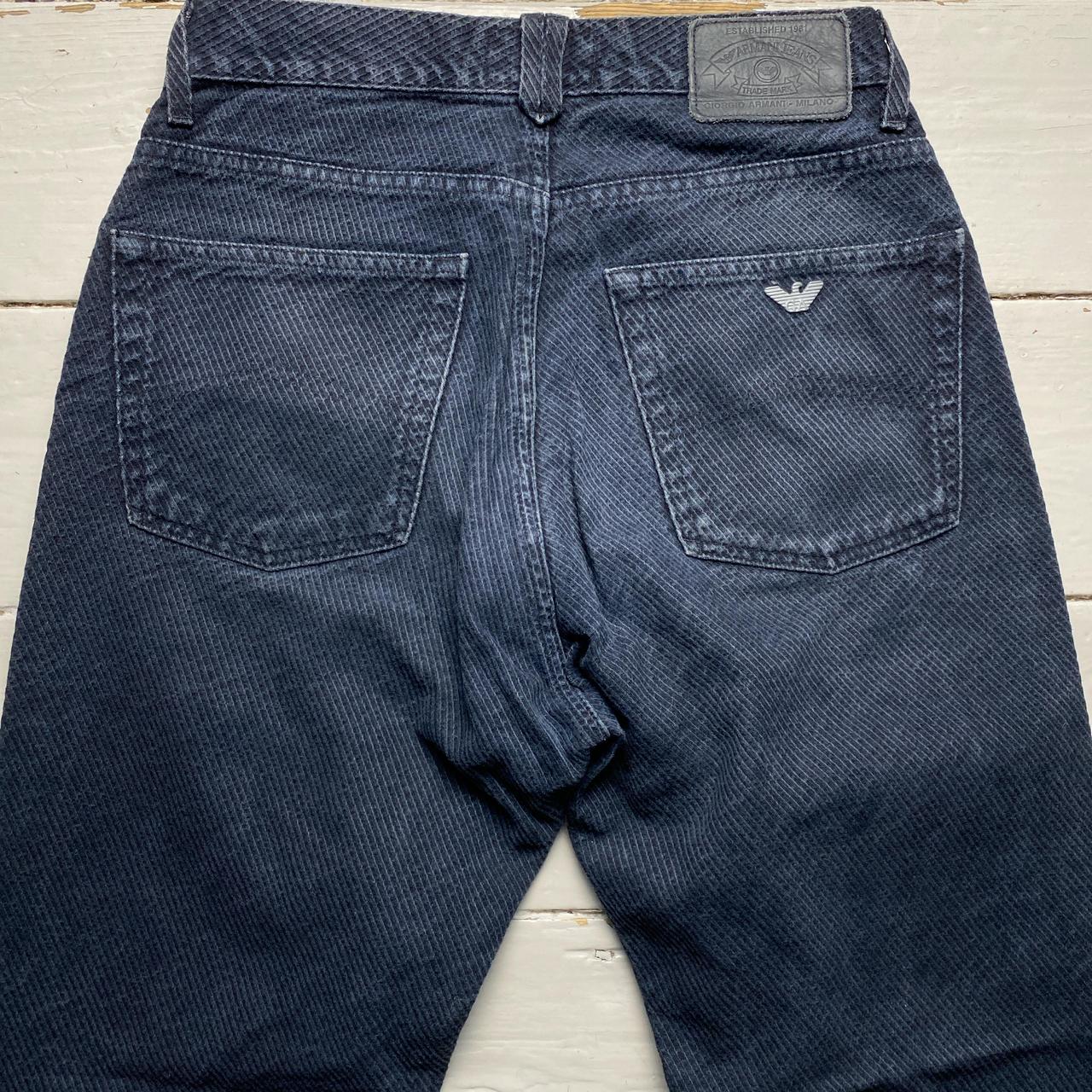 Armani Vintage Reptile Pattern Navy Suede Jeans