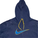 Nike Big Swoosh Navy and Yellow Hoodie (L)
