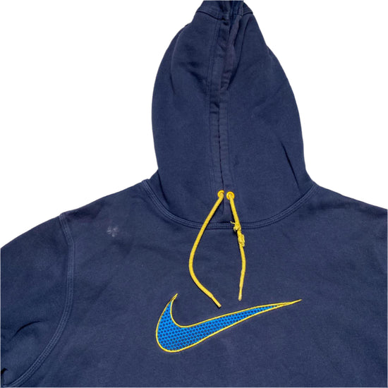 Nike Big Swoosh Navy and Yellow Hoodie (L)