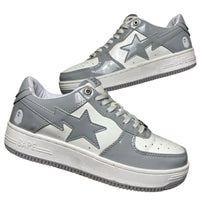 Bape Bapesta White and Grey Patent (UK 7.5)