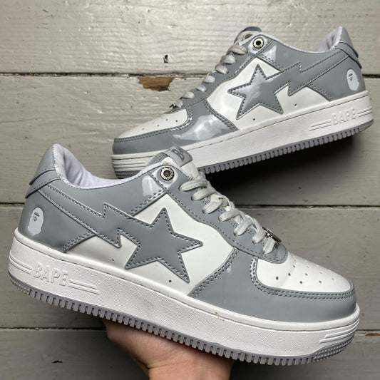 Bape Bapesta White and Grey Patent