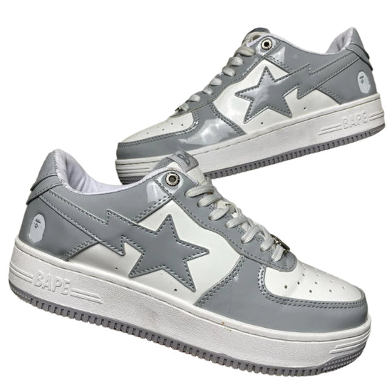 Bape Bapesta White and Grey Patent (UK 7.5)