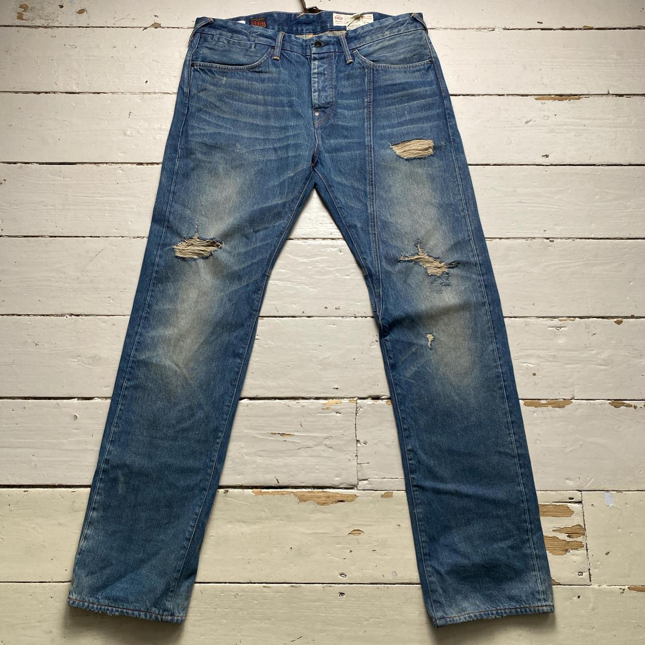 Evisu Vintage Blue and White Daicock Jeans