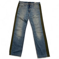 Versace Jeans Couture Vintage Distressed Blue and Green Strip Jeans (34W)