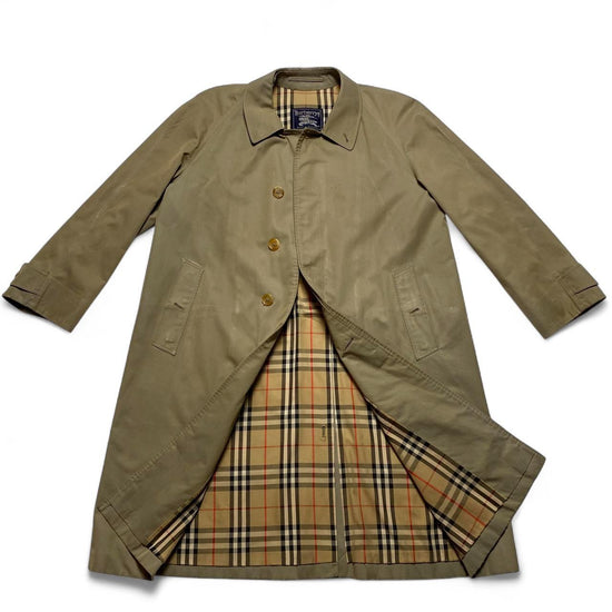 Burberry Vintage Burberrys Khaki Green Novacheck Trench Coat (L)