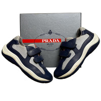 Prada Americas Cup Navy and Silver Strap Kids Shoes (UK 11.5)