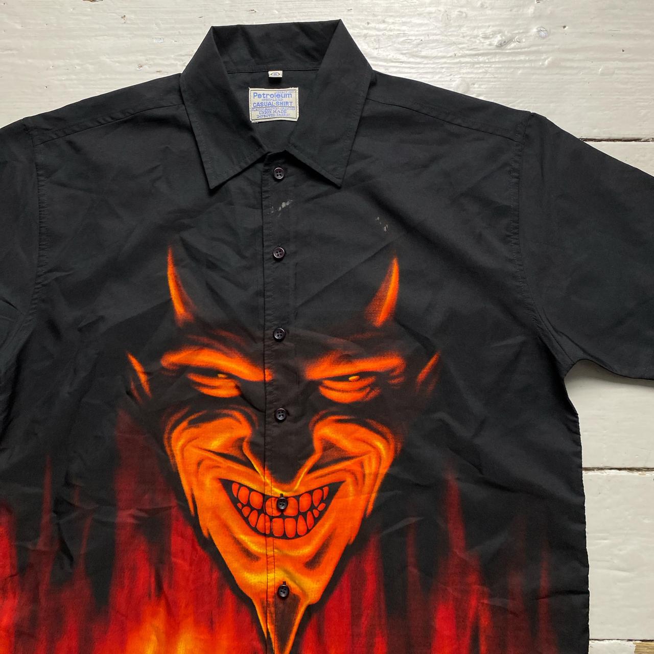 Demon Devil Y2K Vintage Short Sleeve Flame Shirt