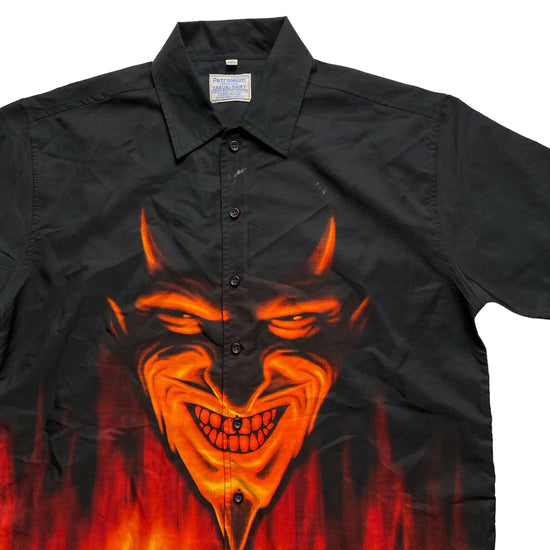 Demon Devil Y2K Vintage Short Sleeve Flame Shirt (S)