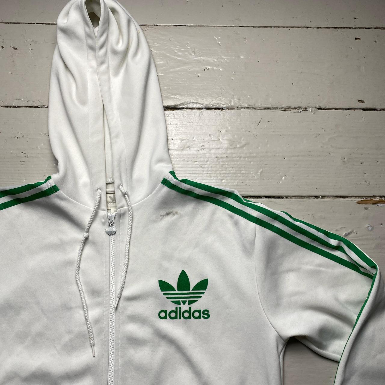 Adidas Originals White and Green Tracksuit Hoodie Jacket