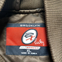 Brooklyn Xpress New York Vintage 90’s Y2K Brown Orange White Bomber Jacket (XL)