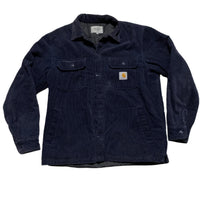 Carhartt Whitsome Shirt Jacket Navy Corduroy Button Up Quilted Jacket (M)