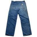 Carhartt Vintage Red Fleece Lined Baggy Blue Carpenter Cargo Jeans (34W)