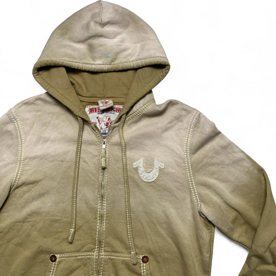 True Religion Ombre Gold and Beige Cream Blend Big Stitch Hoodie (L)