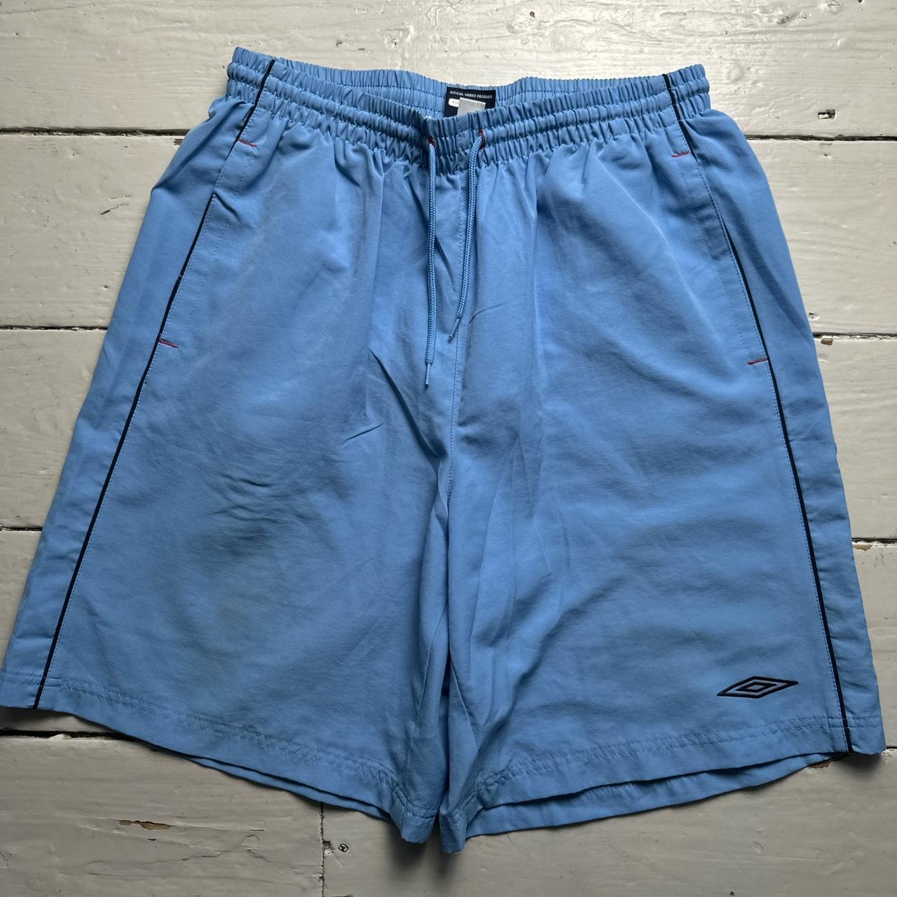 Umbro Vintage Light Blue and Navy Shell Trackpant Shorts