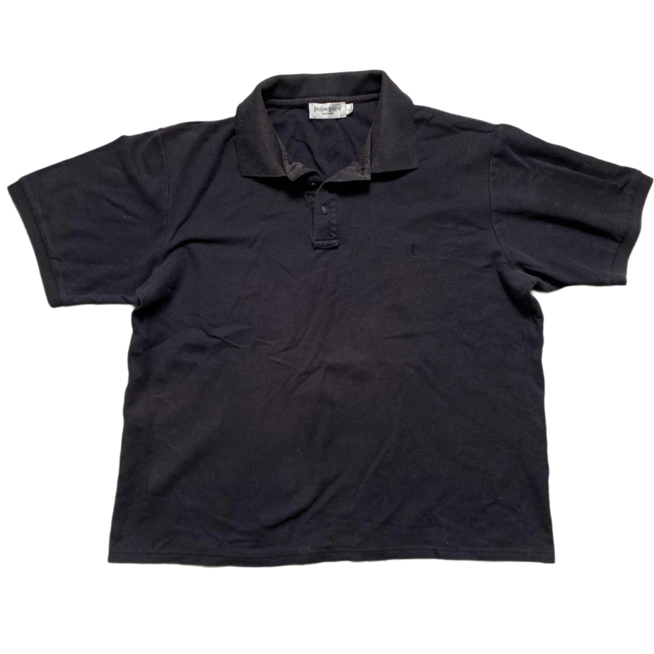 YSL Yves Saint Laurent Vintage Black Polo Shirt (L)