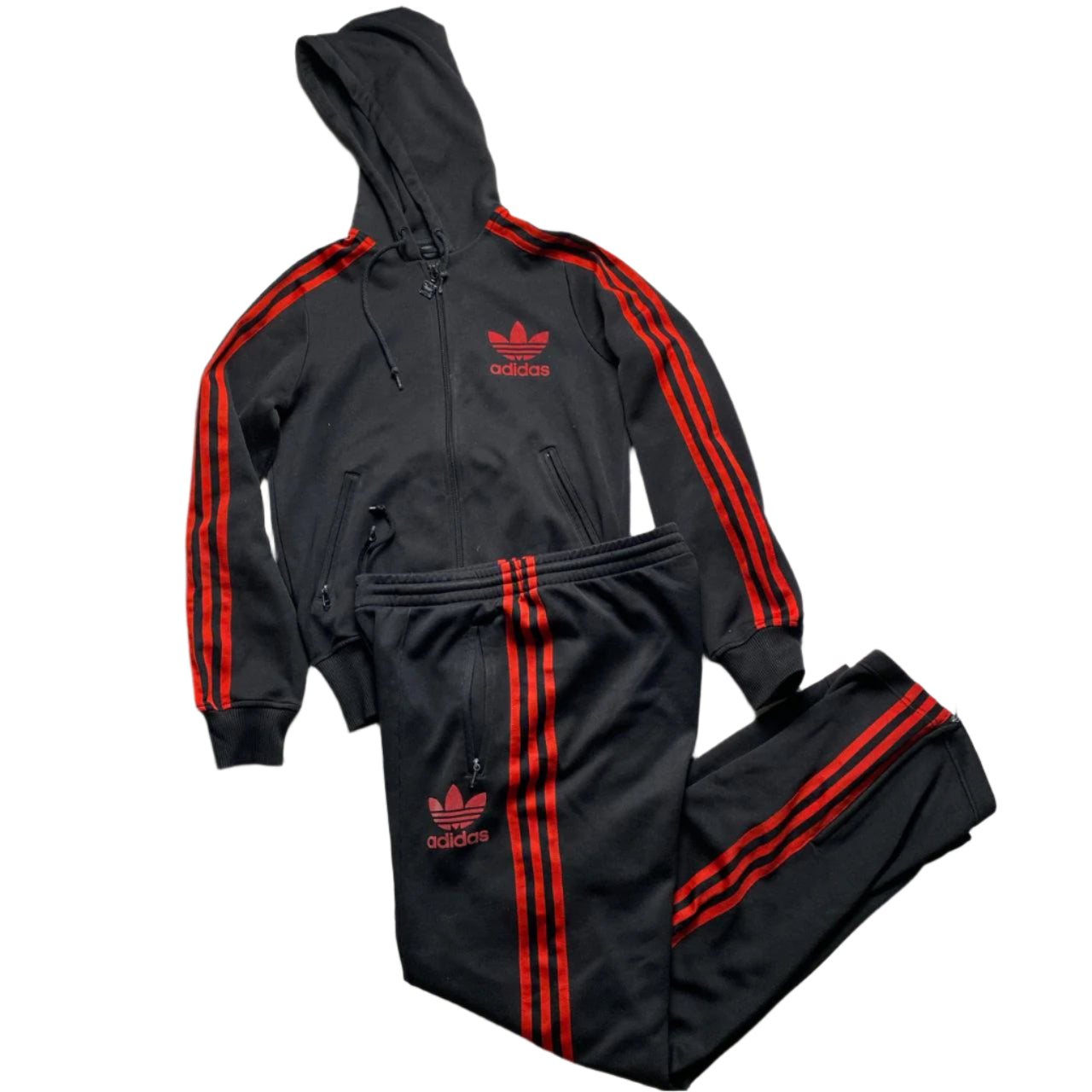 Adidas Originals Black and Red Womens Full Tracksuit (8/10)