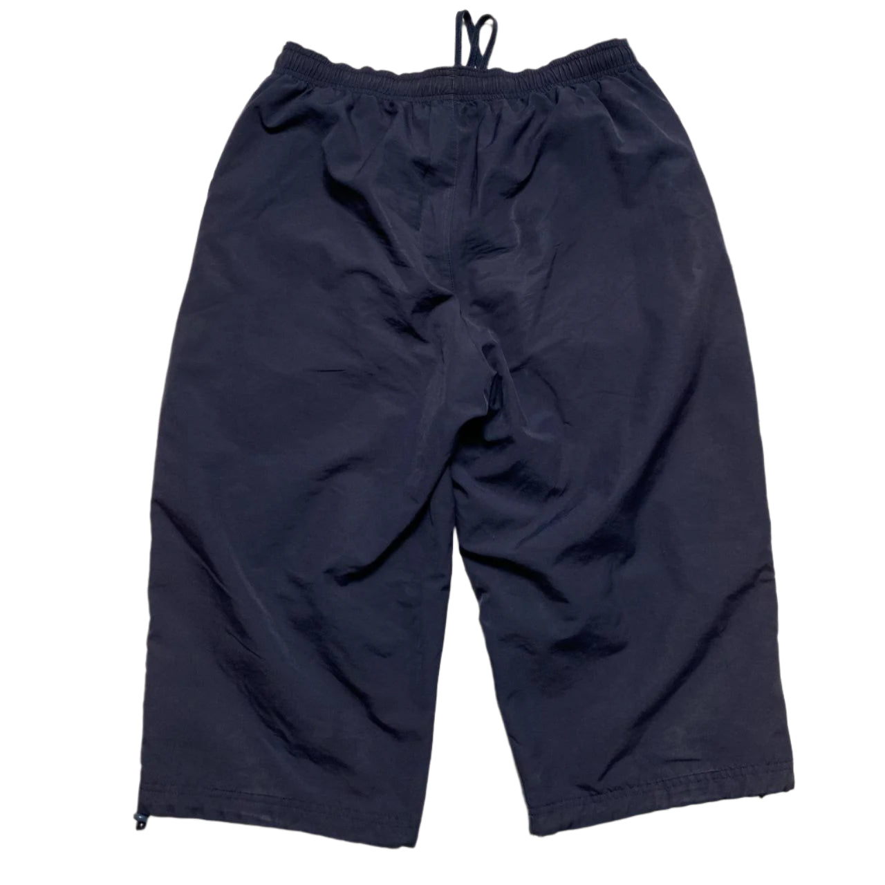 Reebok Navy and White Baggy Shell Trackpant Shorts (M)
