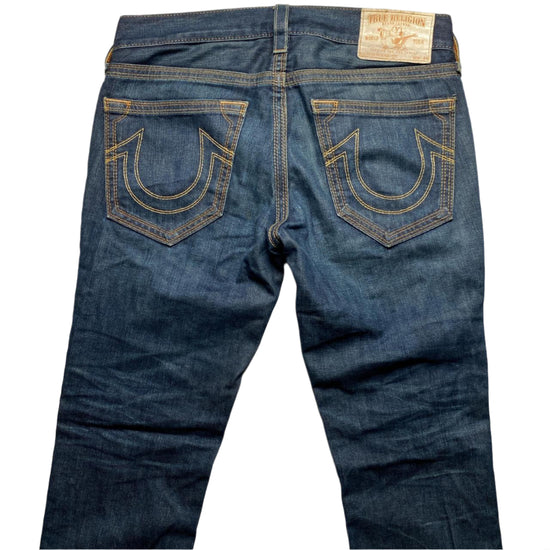 True Religion Rocco QT Brown Stitch Navy Baggy Jeans (31W)