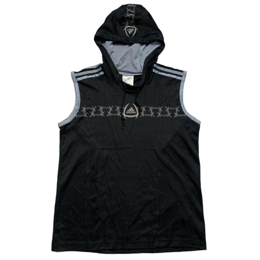 Adidas Vintage Barbed Wire Predator Football Black and Grey Hooded Vest (XS)