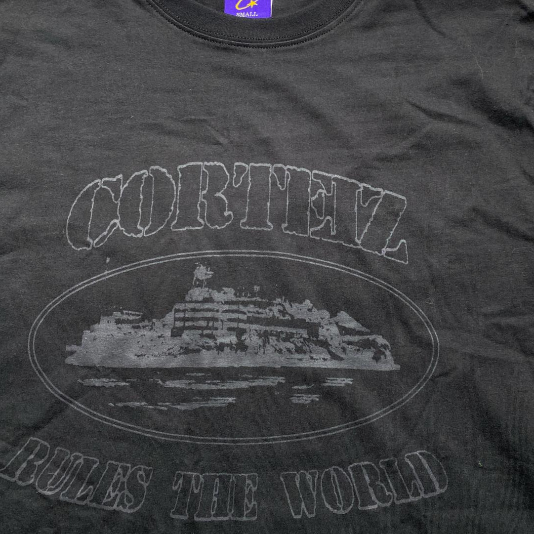Corteiz Black on Black Alcatraz T Shirt (S)