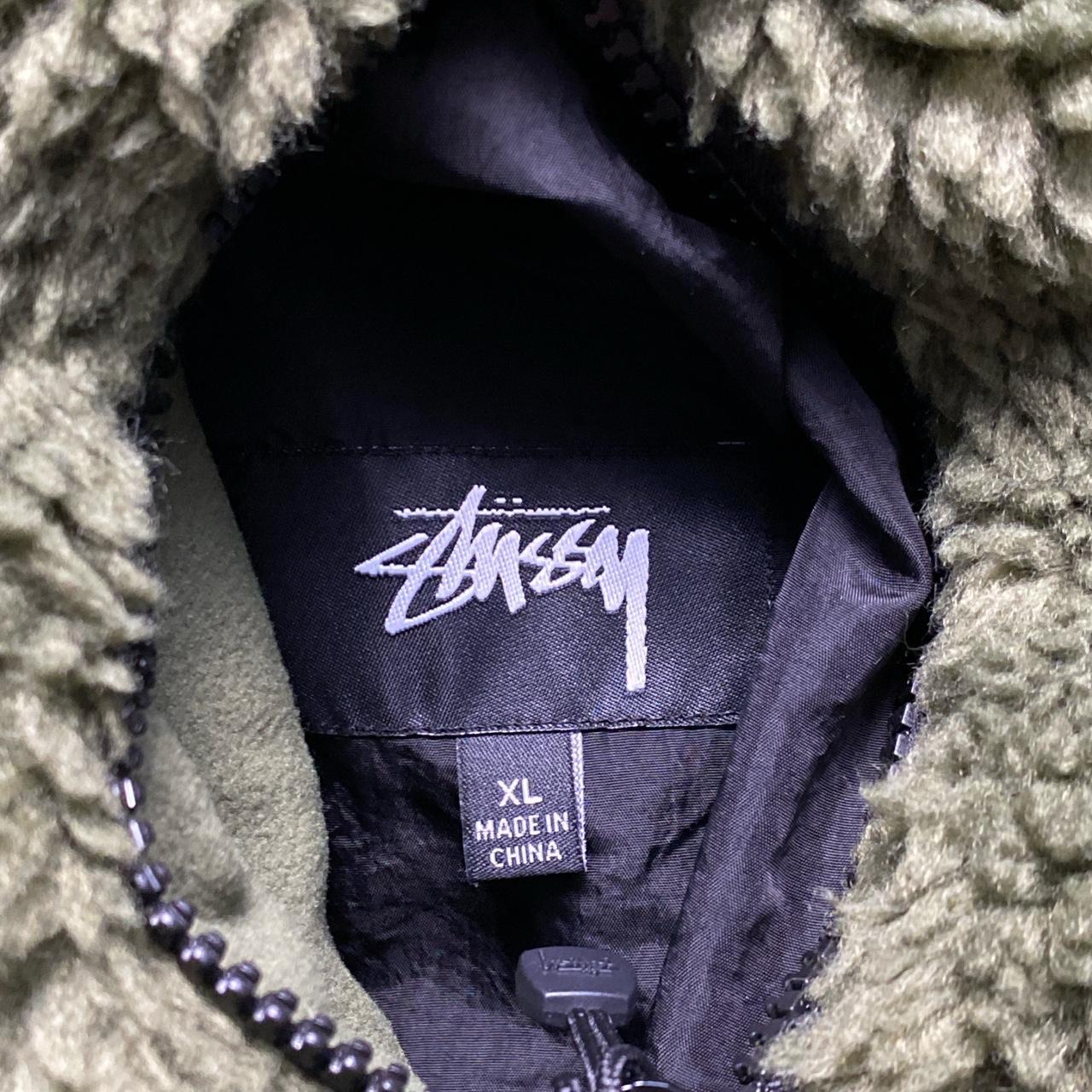 Stussy 8 Ball Fleece Green Black and White Reversible Jacket