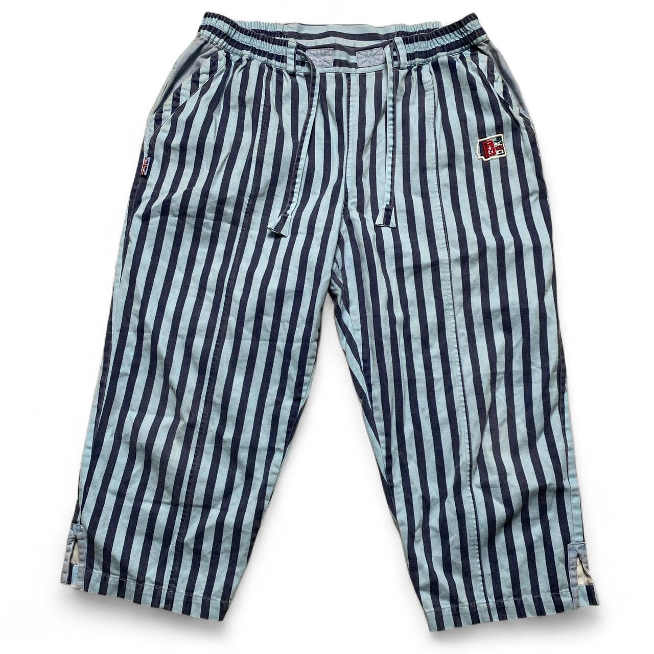 Deal UK Lightweight Blue Striped 3/4 Lounge Shorts (L)