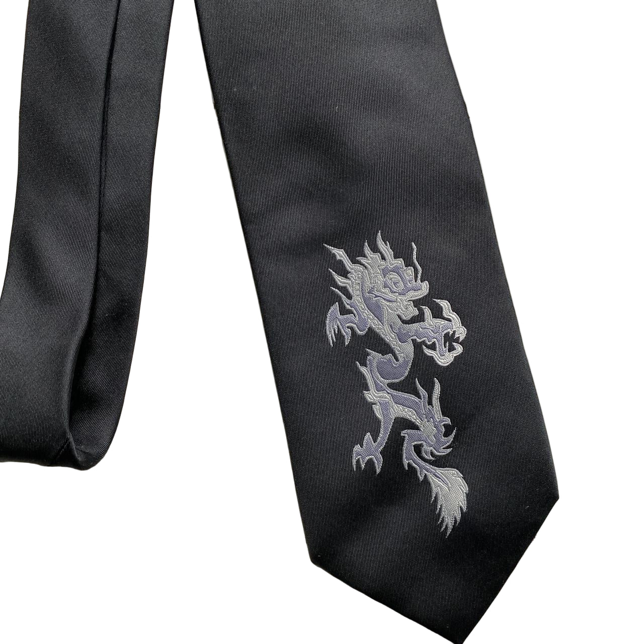 Dragon Y2K Japanese Black and Silver Tie