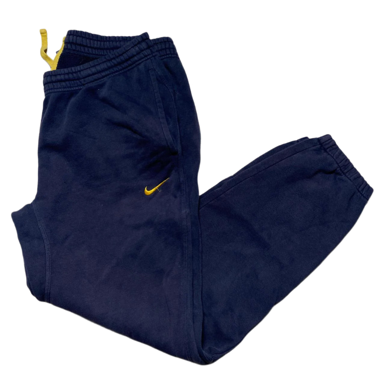 Nike Navy and Yellow Swoosh Vintage Joggers (M)