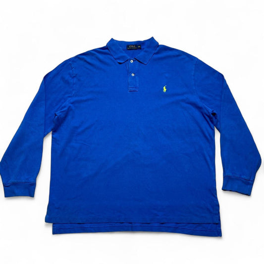 Ralph Lauren Polo Blue and Green Pony Long Sleeve Polo Shirt (2XL)