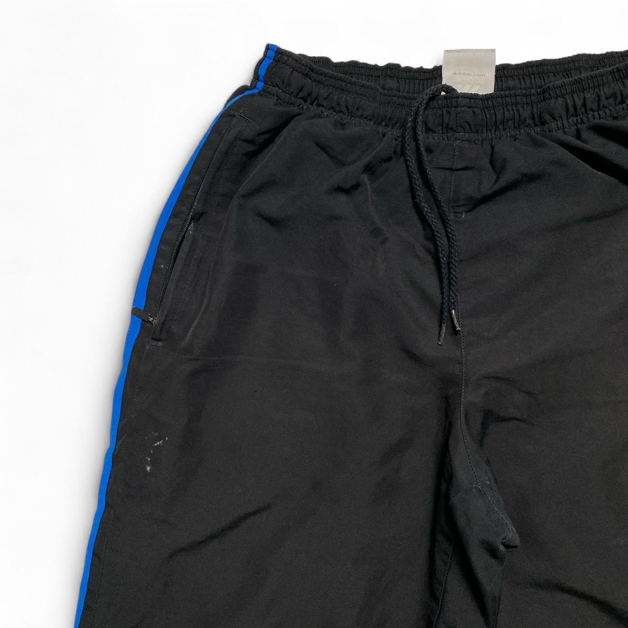 Adidas Black and Blue y2k Shell Trackpant Bottoms (M)