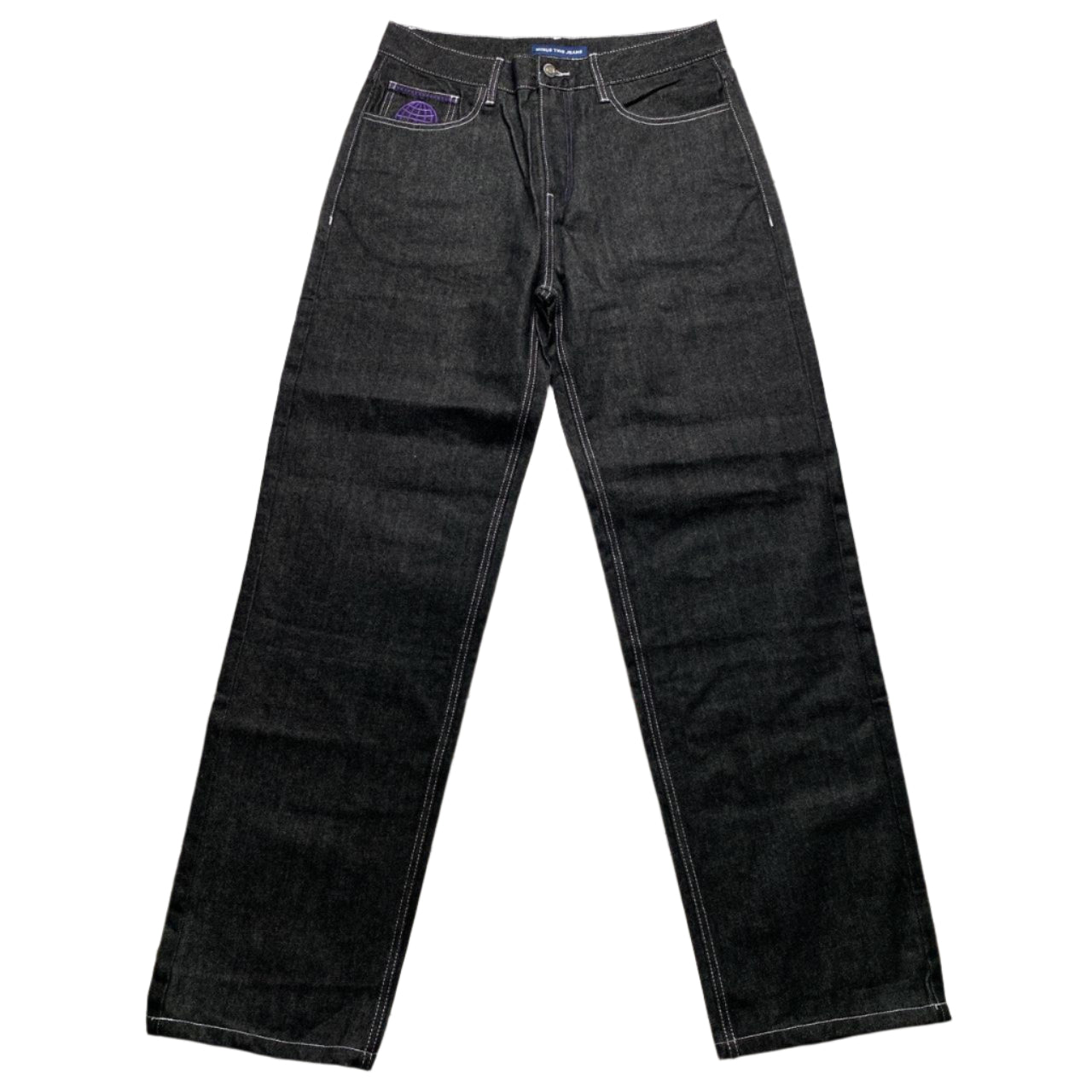 Minus Two Jeans Purple Embroidery Charcoal Grey Jeans (34W)