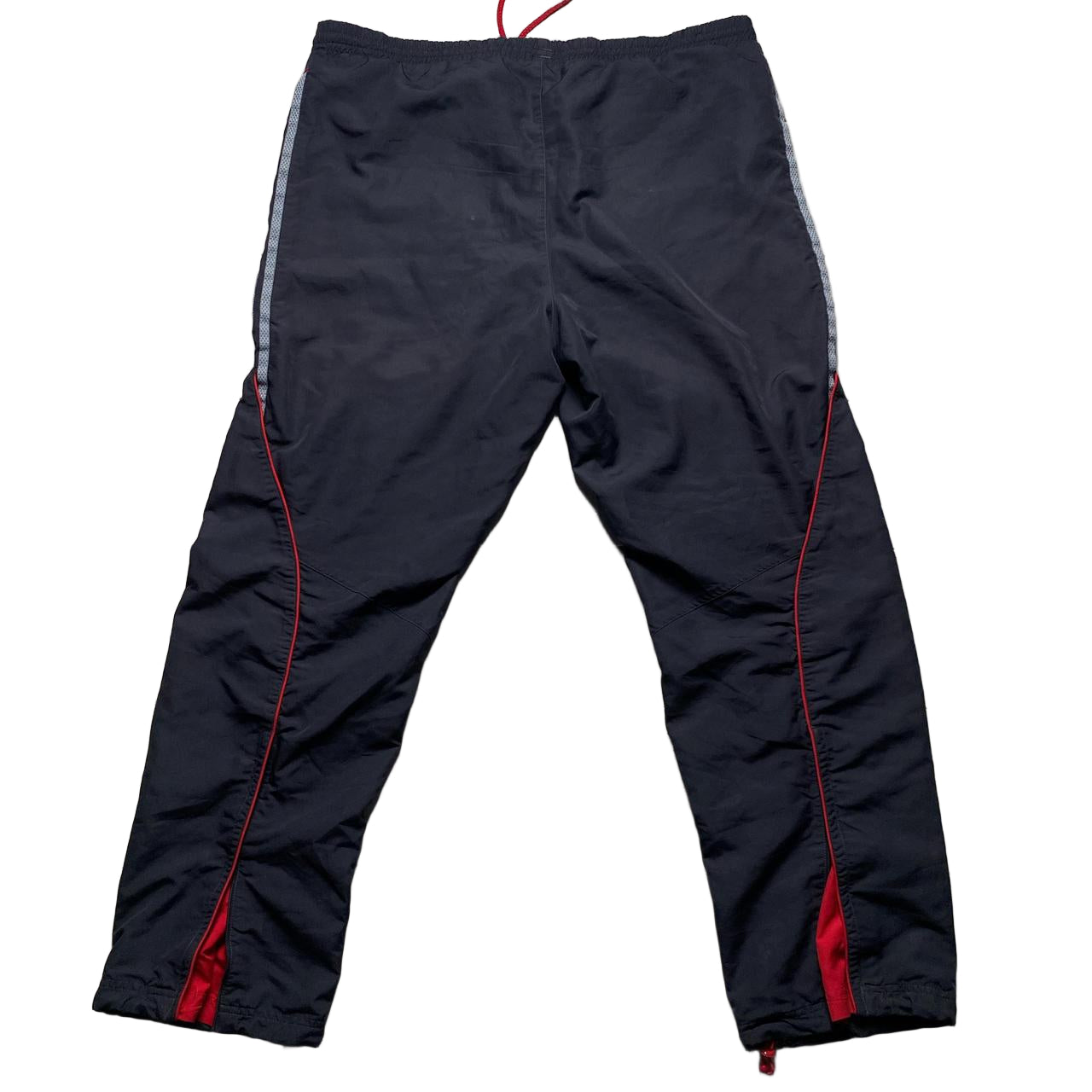 Adidas Baggy Vintage Black and Red Shell Trackpant Bottoms (XL)
