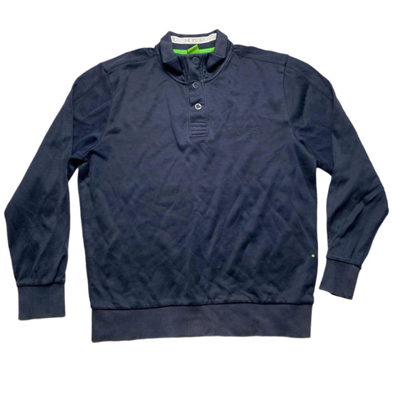 Hugo Boss Green Navy and Grey Quarter Button Jumper (L)