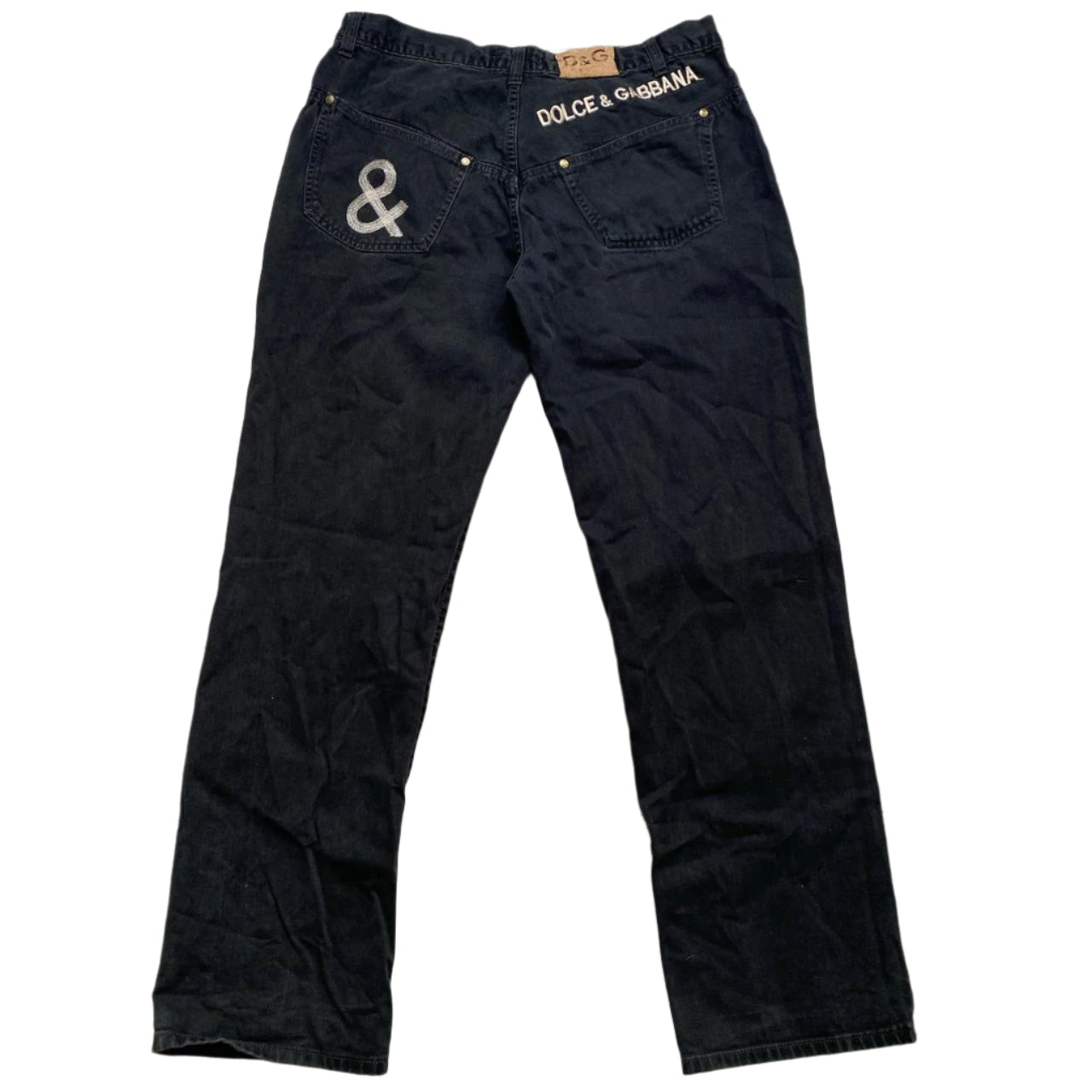 Dolce and Gabbana Vintage Black and White Embroidery Jeans (34W)