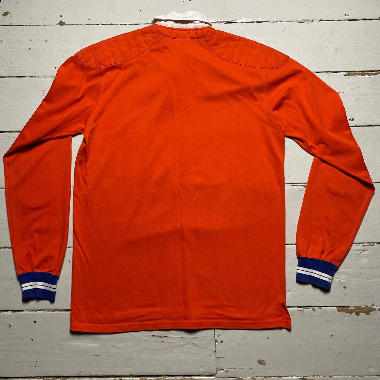 Ralph Lauren Polo Orange and Blue Long Sleeve Polo Shirt