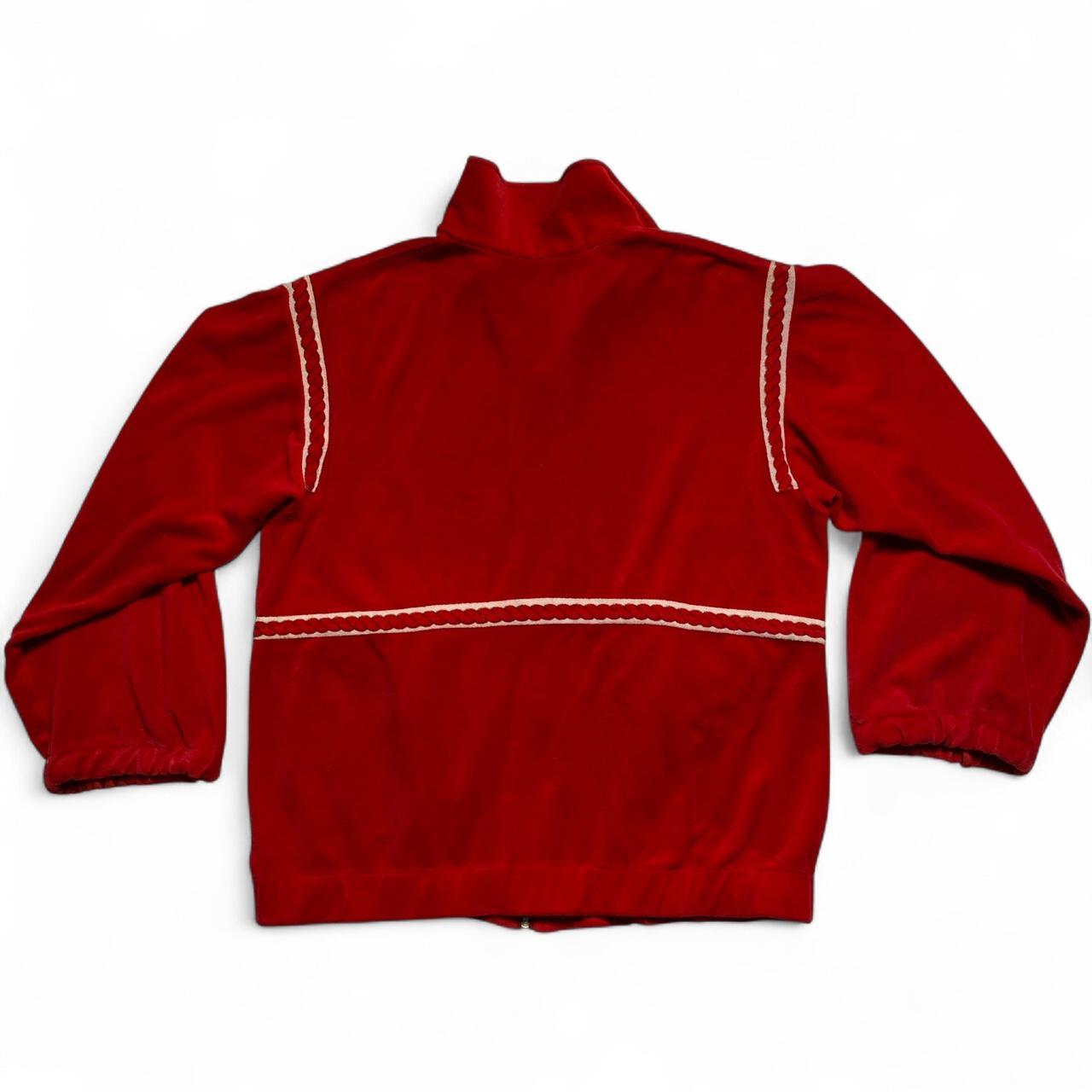 Yves Saint Laurent YSL Vintage 90’s Red and White Velour Tracksuit Jacket (M)