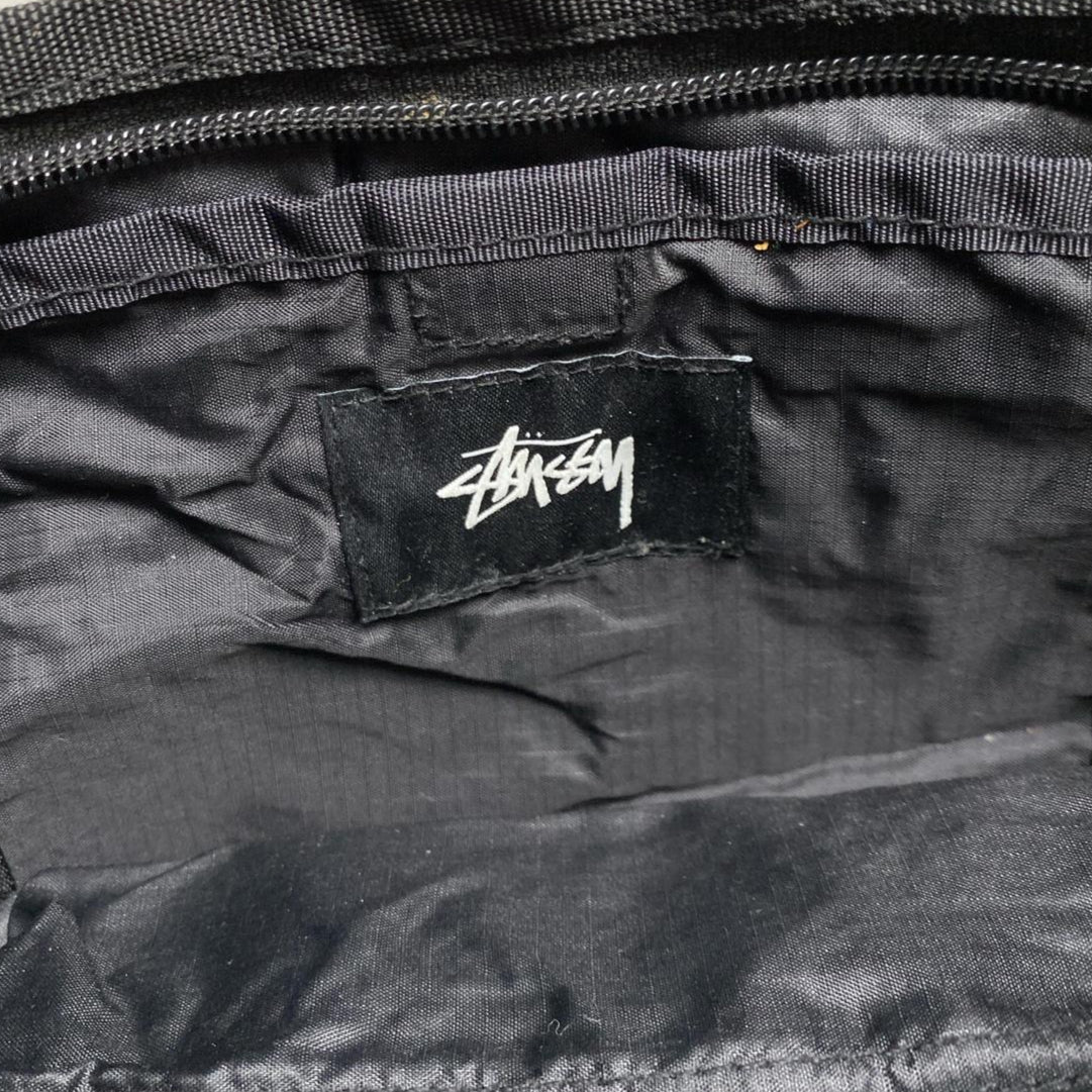 Stussy Black and White Mesh Pouch Bag