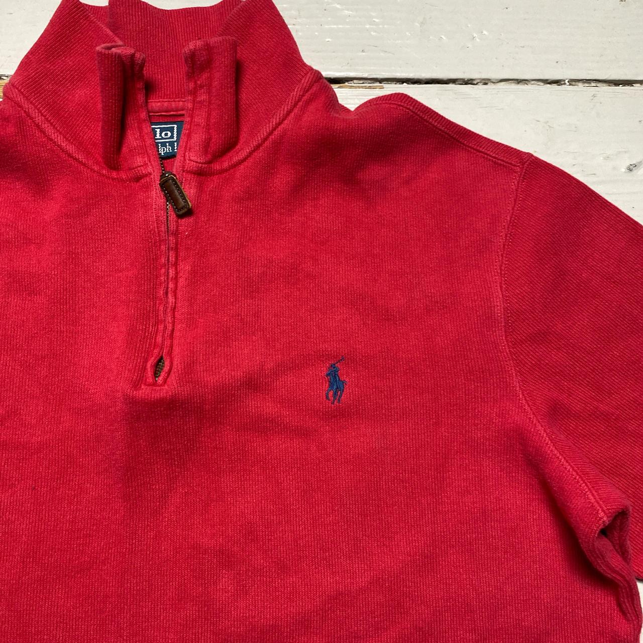 Polo Ralph Lauren Red and Navy Pony Quarter Zip Jumper