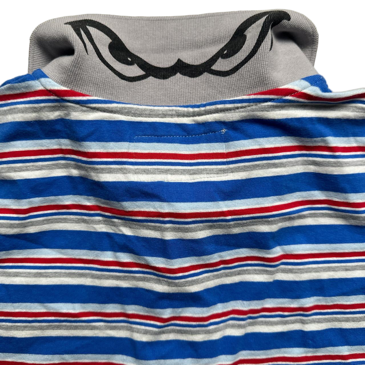 Always Do What You Should Do Education Lake Elsinore Eyes Blue Red and White Stripe Polo (M) Shirt