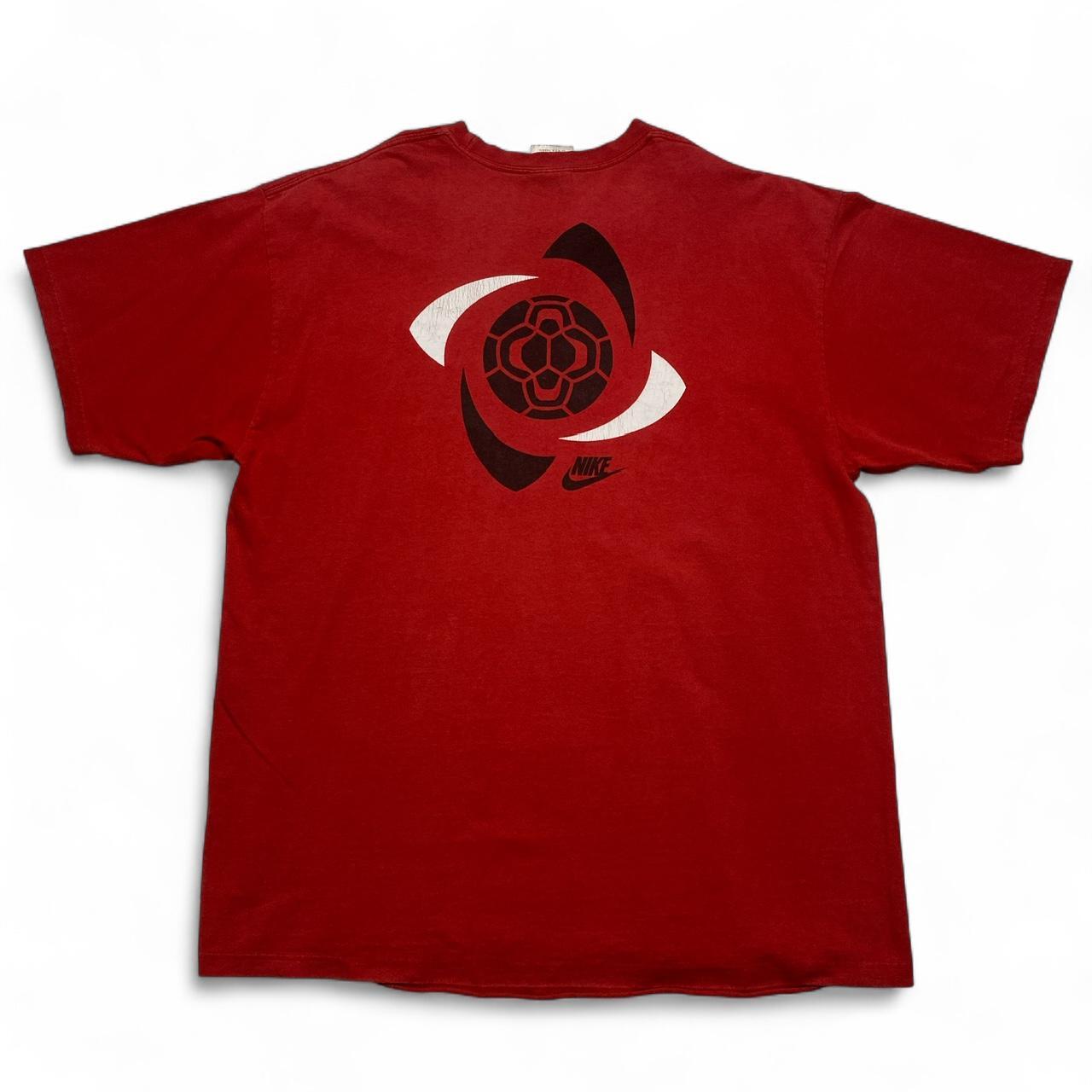 Nike Vintage y2k Soccer Football Red and White T Shirt (XL)