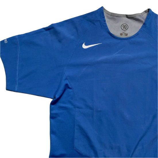 Nike Total 90 Vintage Bay Blue White and Grey Football Jersey T Shirt (M)