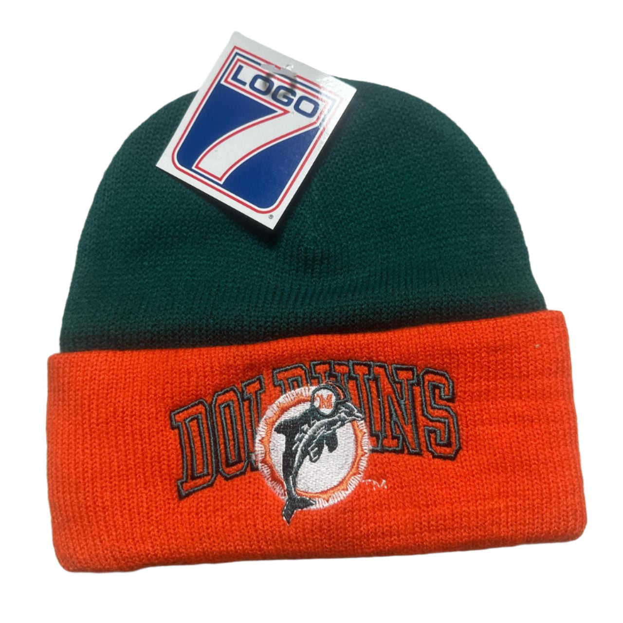 Miami Dolphins Vintage 90’s Team NFL Green and Orange Beanie Hat