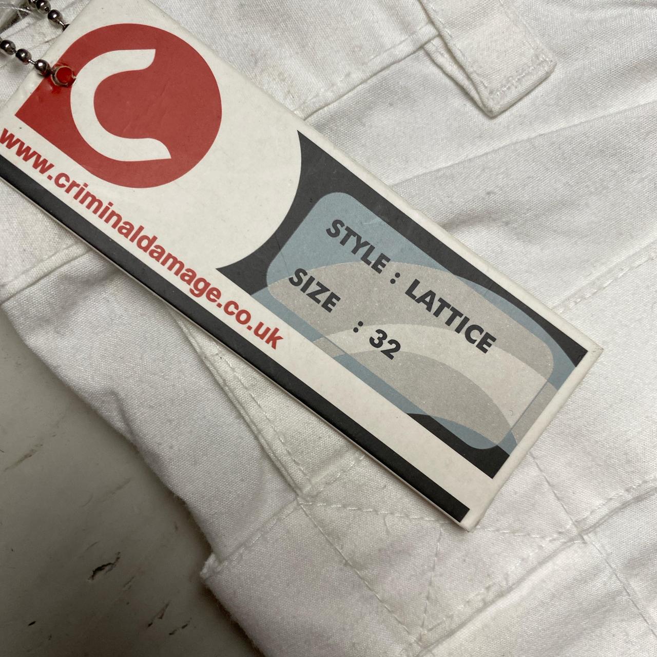 Criminal Damage Bondage Baggy Cargo White Combat Trousers (32W)