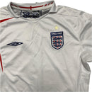 England Umbro Home White and Red Vintage 2005-2007 Football Jersey (M)
