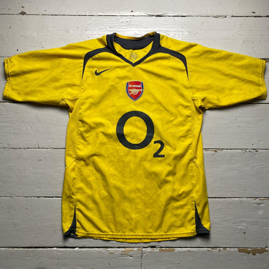 Nike Arsenal 2003/04 Vintage Total 90 Yellow and Grey O2 Football Jersey