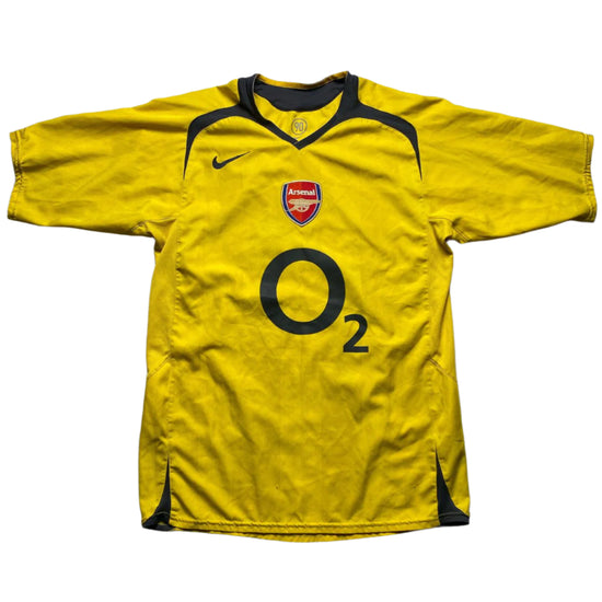 Nike Arsenal 2003/04 Vintage Total 90 Yellow and Grey O2 Football Jersey (S)
