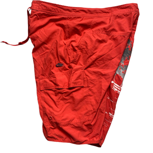 Nike Vintage Red Grey and White Baggy Cargo Shorts
