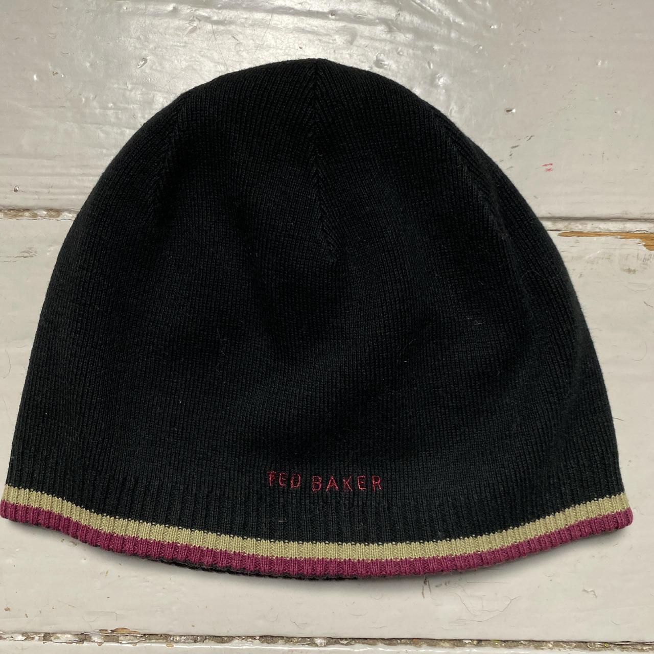 Ted Baker Black and Pink Stripe Beanie Hat