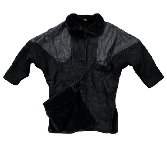 O’Ned Leather Shearling Vintage Womens Coat (L)