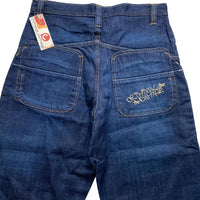 Criminal Damage Graffiti Baggy Navy Jorts Jean Shorts (34W)